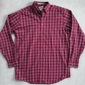 L.L. Bean Wrinkle Free Traditional Button Down. Red Plaid. Medium Tall.
